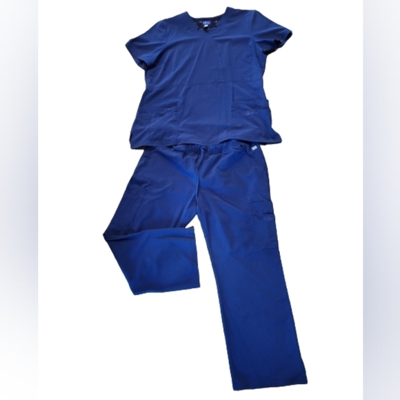SAPPHIRE Navy Blue Scrub Set, Top XL And Pants Large Petite - Picture 2 of 16